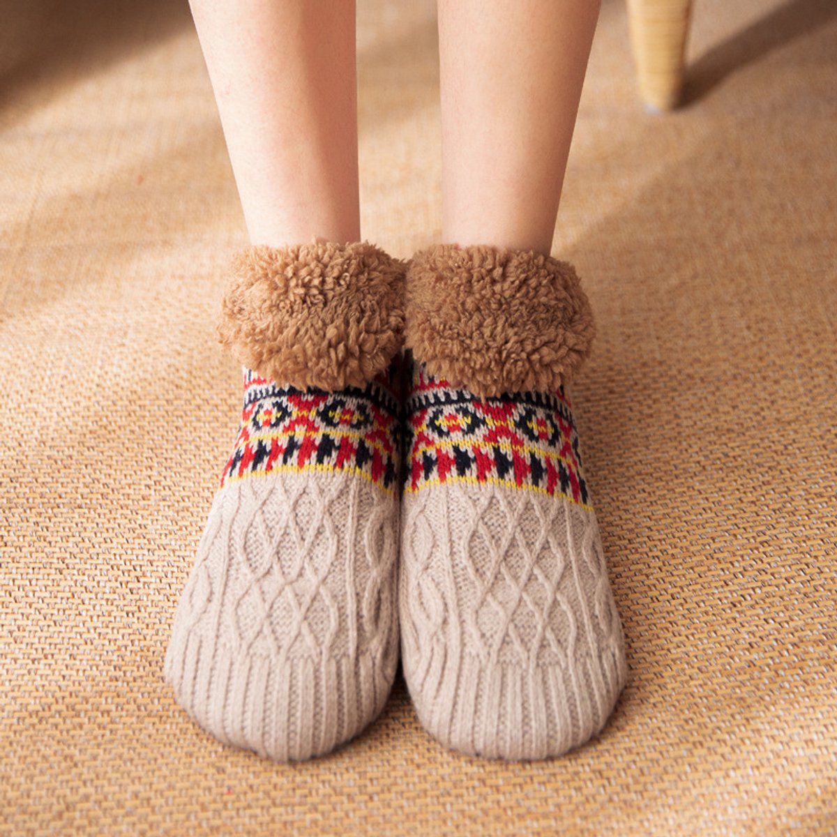 Socks - Fall/Winter Floor Socks - Warm House Socks - Postpartum Socks - Snow Socks - Blanket Socks - Slipper Socks - Unisex - Non-Slip-L - Image 2
