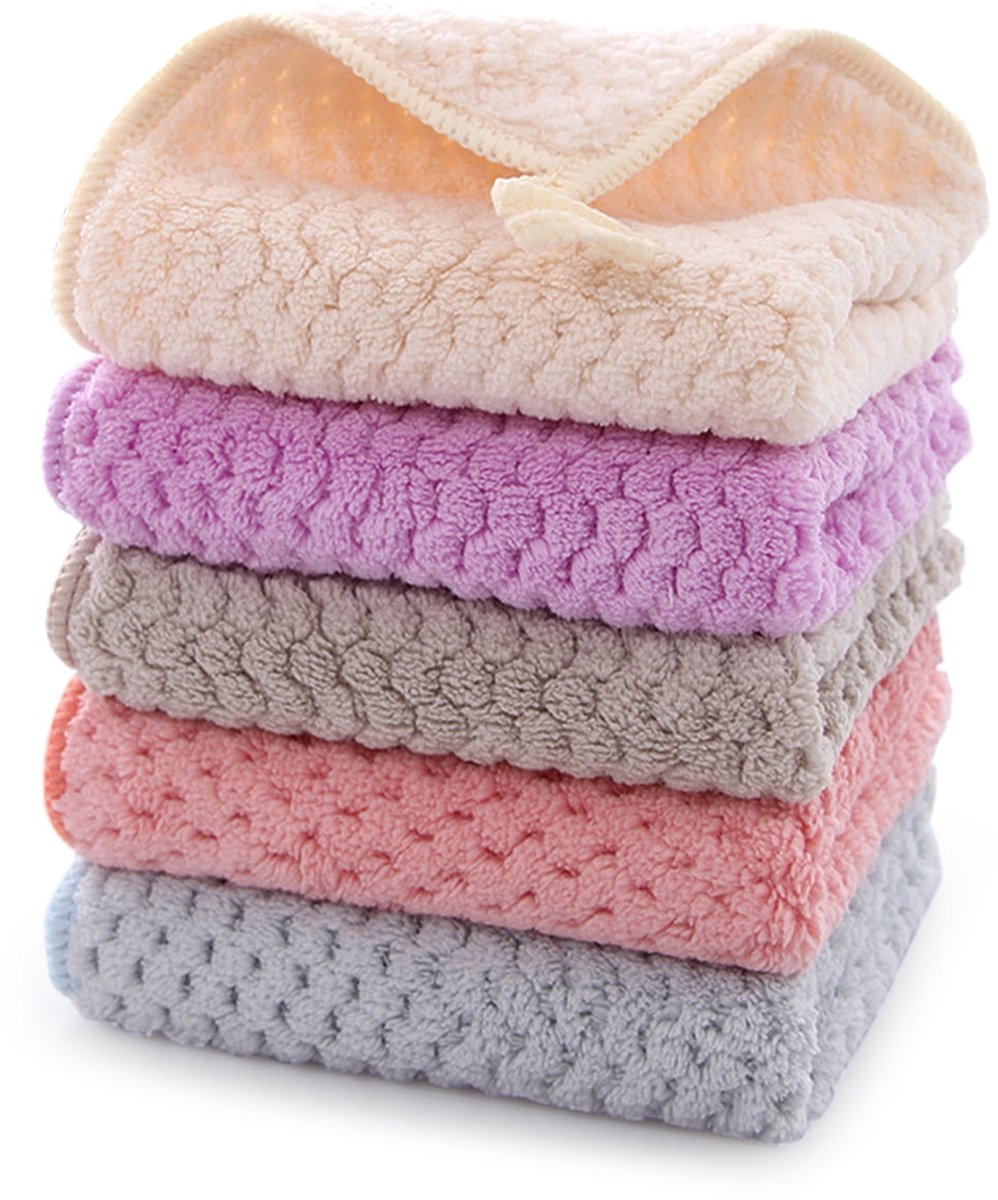 5-pack - Hanging ring, machine washable, quick drying - Hanging towels - Kitchen and bathroom towel strips (beige + pink + blue + purple + gray) - Image 1