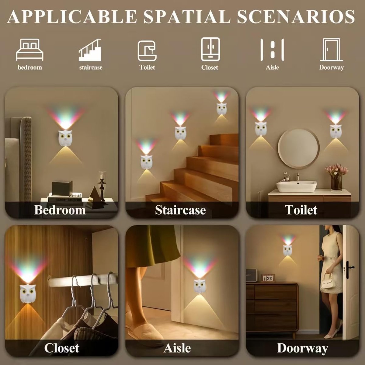 Night Light - Mood Lamp - LED Lighting - Night Lamp - LED Cabinet Light and Stair Light with Sensor - Two-tone - USB Rechargeable Night Light - Magnetic Mounting - For Children's Room, Bedroom, Hallway or Corridor, etc. (Black) - Image 4