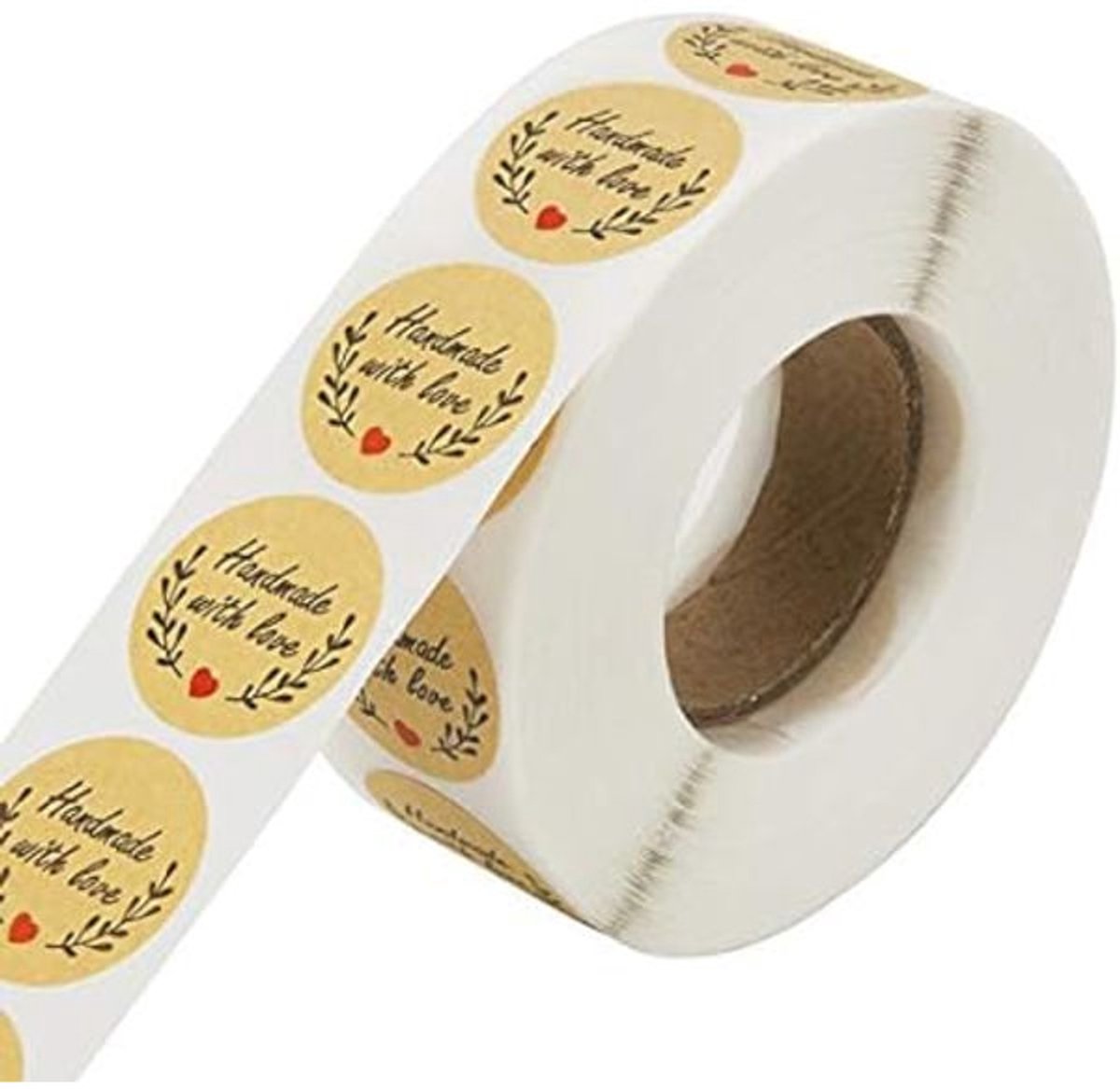 Sticker Labels - 500 sheets/roll - Round handmade heart-shaped kraft paper labels - Self-adhesive baking labels - Decorative labels - Sealing stickers - Gift stickers - Image 2