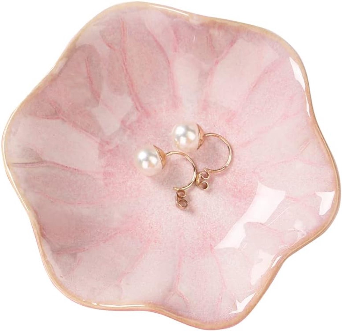 Ceramic Jewelry Bowl - Room Decor, Key Holder, Ring Holder, Jewelry Tray, Jewelry Tray, Drip Tray, Bedside Table Decoration (Pink) - Image 1