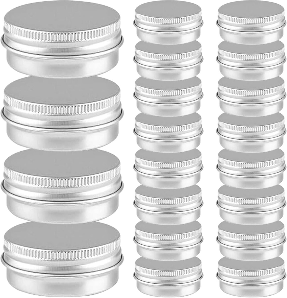 Small Tins with Lids - Pack of 20 - Dispensing Containers - 20ml Reusable Aluminum Tins and Refillable Small Tins with Screw Cap, Travel Sample Containers - Suitable for storing nail art supplies, jewelry, badges, sweets, etc. - Image 1