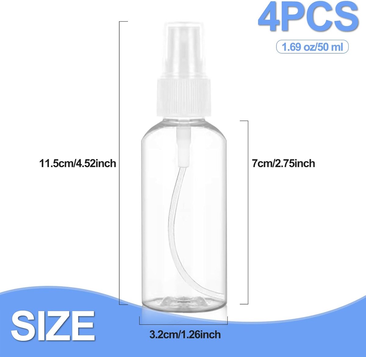 Spray Bottles (4-pack) - Refillable Plastic Spray Bottles - 50ml Spray Bottles - Empty Aerosol Cans - For Essential Oils, Cleaning, Perfume - Image 5