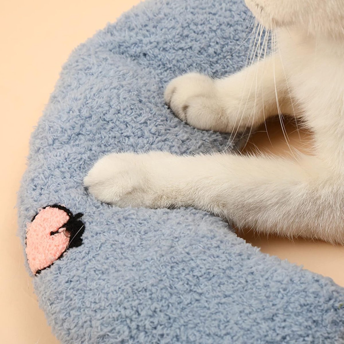 Pet Cushion - Soft Plush Pet Cushion - Cute Patterned Pet Mat - Comfortable Neck Support - Suitable for Cats and Dogs - White - Image 5
