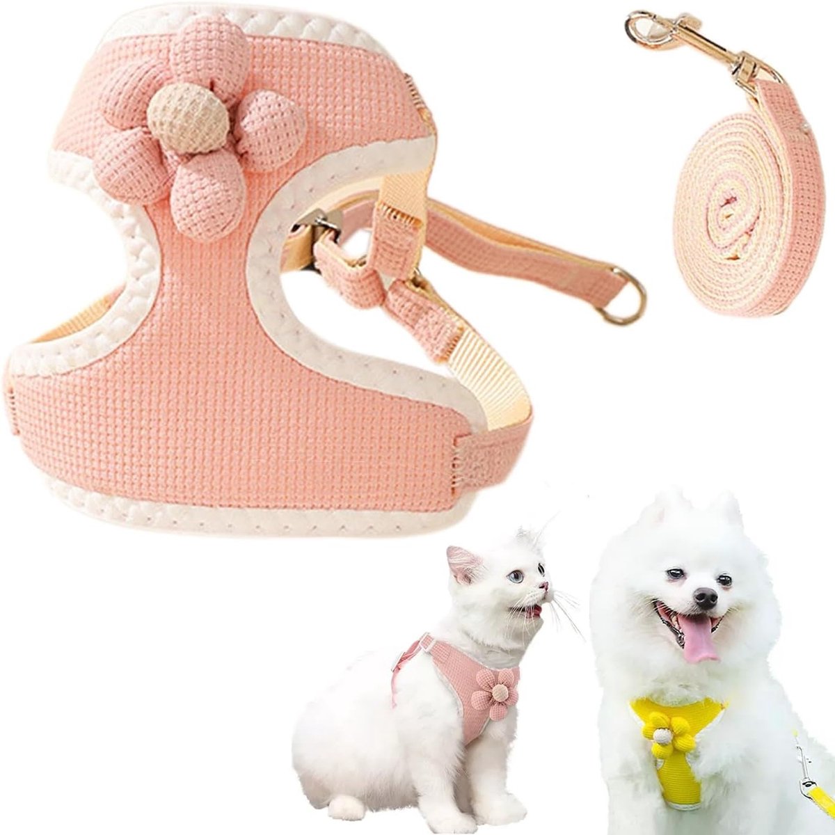 Dog Harness - Dog Harness - Dog Harness for Small Dogs - Anti-Pull Harness - Y-Shaped Harness - Pet Harness - Cat Escape Harness - Adjustable Harness for Small and Medium Dogs (Pink, Size S) - Image 1
