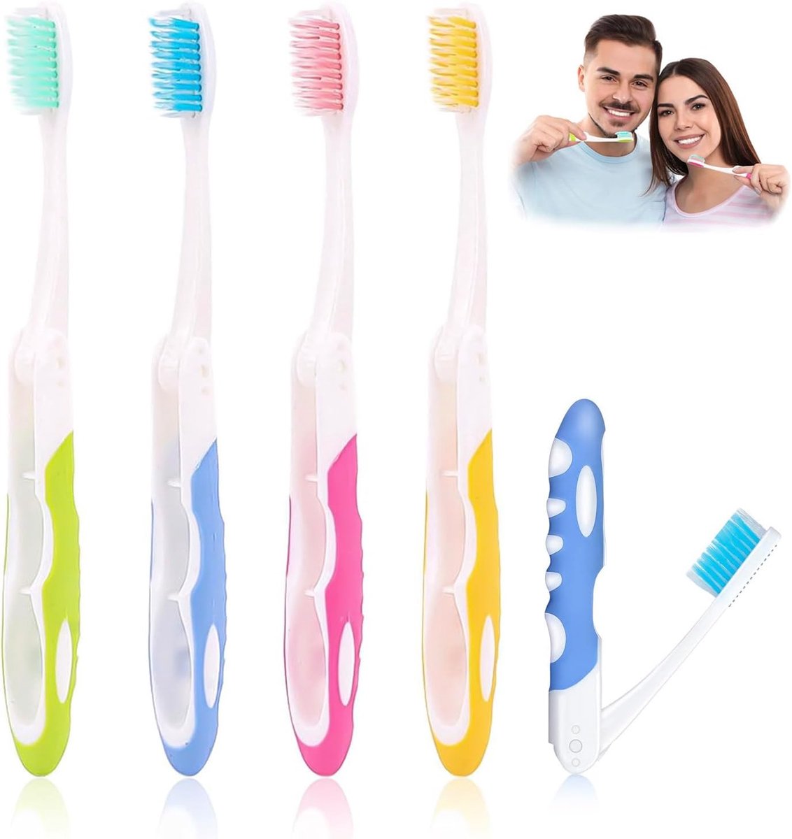 4-pack toothbrushes - Travel toothbrushes - Foldable toothbrushes - Foldable travel toothbrushes - Portable soft toothbrushes - Easy to carry - Image 1