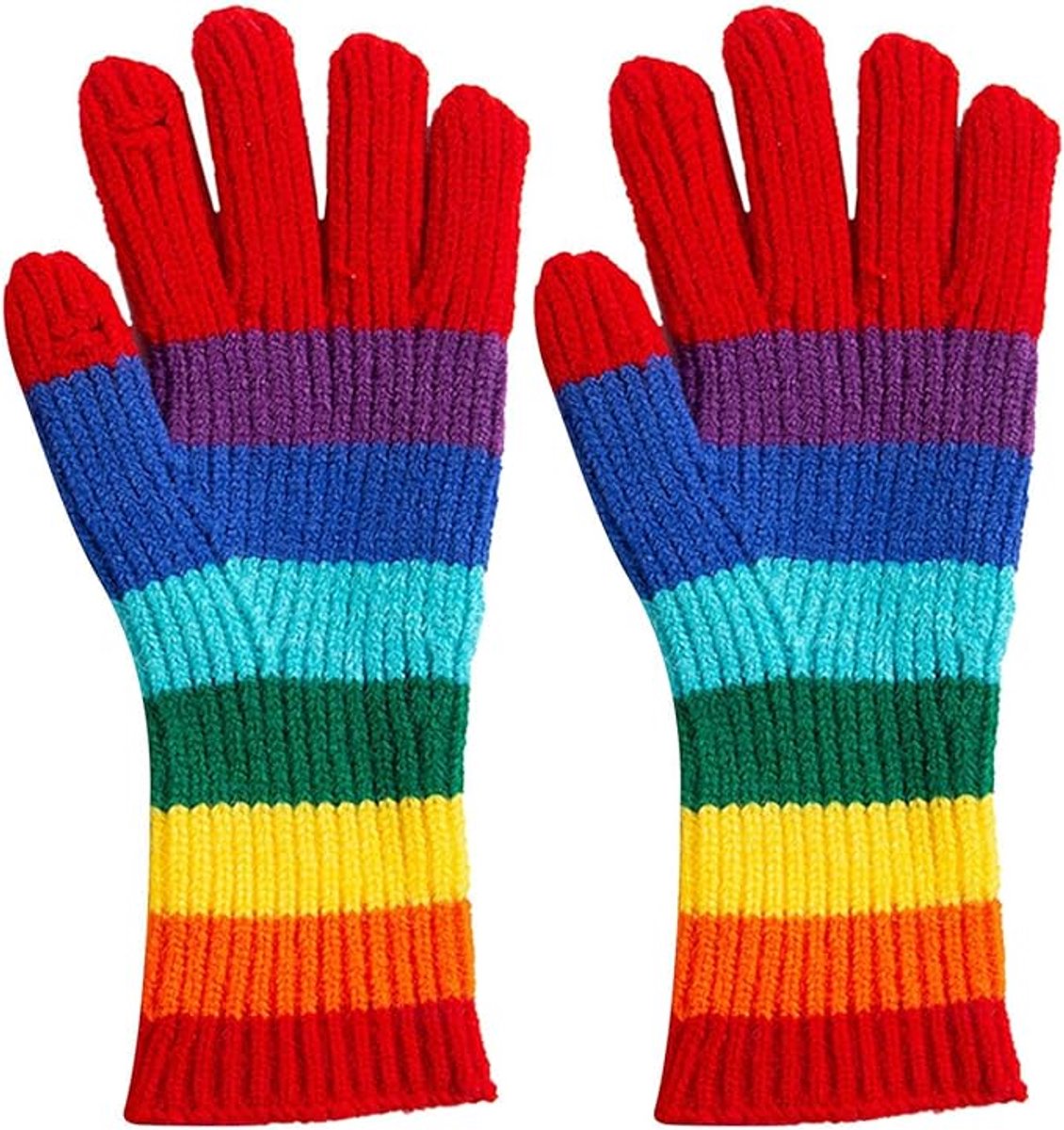 Knitted Gloves - Gloves - Rainbow Gloves - Warm Gloves - Touchscreen Compatible Gloves - Unisex - Suitable for Cold Weather, Sports, Travel, Driving, Skating, Skiing - Christmas Gift - Birthday Gift - Image 1