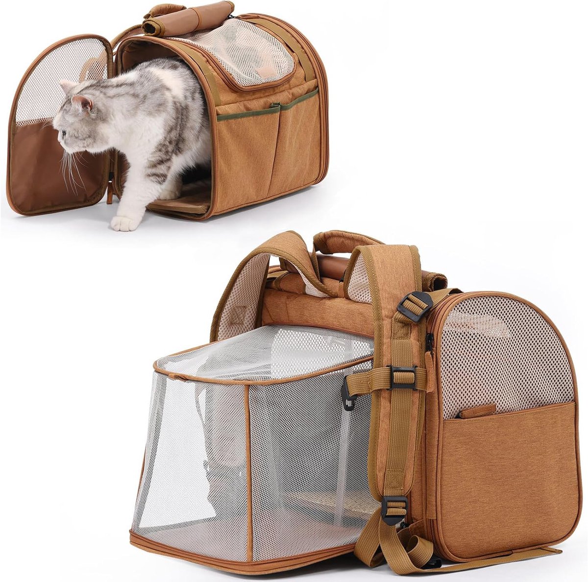 Travel Basket for Cats and Dogs - Carrier for Cats and Dogs - Travel Bag for Cats and Dogs - Dog Carrier - Cat Carrier - up to 10 lbs - brown - Image 1