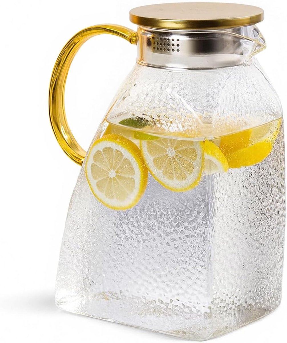 Water Juice - Fridge Door Juice - 1.8L Glass Juice - with Stainless Steel Lid - Juice Juice - For Hot and Cold Drinks - For Homemade Drinks - Juice - Ice - Tea - Coffee - Milk - Wine and Beverages - Image 6