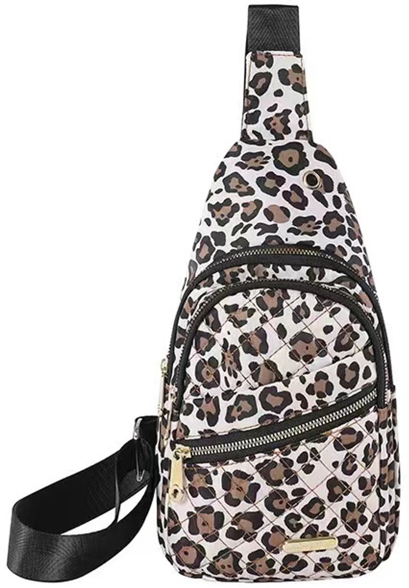 Unisex Shoulder Bag - 5 Storage Pockets & Cable Grommet - Women's Crossbody Bag - Men's Crossbody Bag - Crossbody Bags - Sling Bag - Adjustable Carrying Style (Cross/Shoulder/Chest) - Leopard Print - Image 1