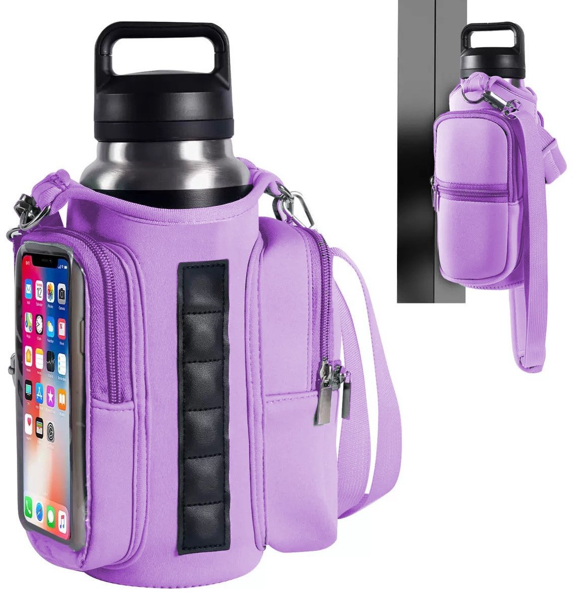 Magnetic Sports Bag with Adjustable Shoulder Strap - Includes Water Bottle Holder and Pocket - for Sports, Workouts, Travel & Work（Purple） - Image 1