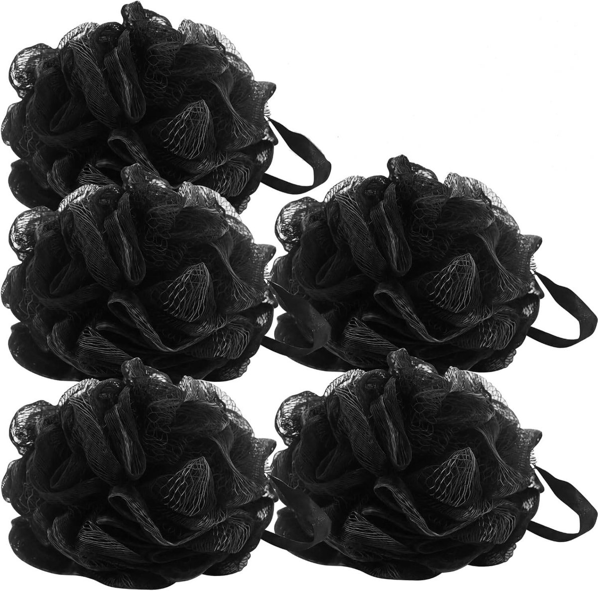 5-pack bath sponge - bath ball - exfoliating sponge - bath sponge - shower sponge - (black) - Image 1