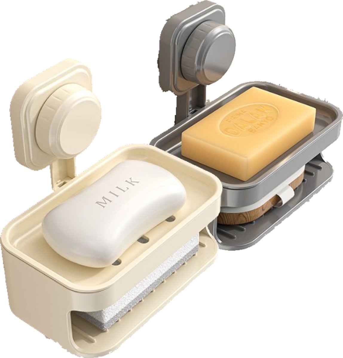 Soapbox - suction cup household high-end drain soap rack - soapbox - bathroom - toilet - wall-mounted - double-layer anti-collision soapbox - Image 1
