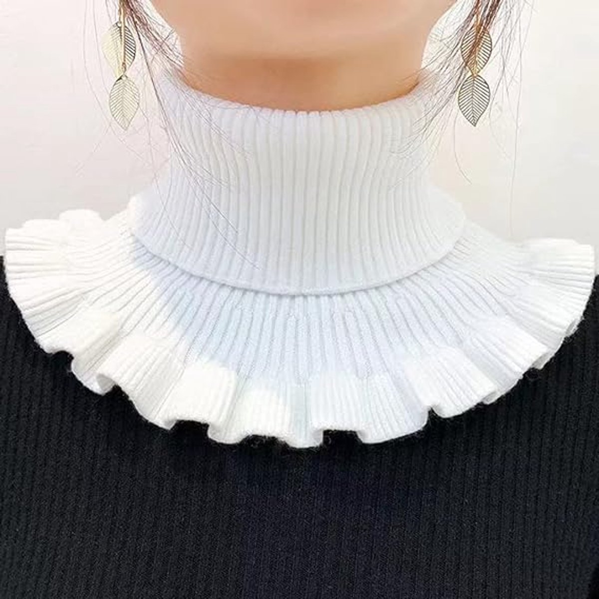 Neck Warmer - Faux Turtleneck - Knitted Warm Neck Warmer - Wearable for Everyday Use - Winter Essential for Women (White) - Image 1