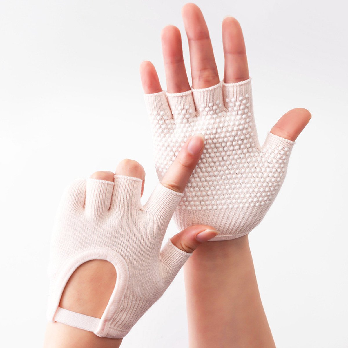 Gloves - Sports Gloves - Yoga Gloves - Fingerless Gloves - Non-slip Gloves - Unisex - Suitable for Gym and Home Workouts (White) - Image 1