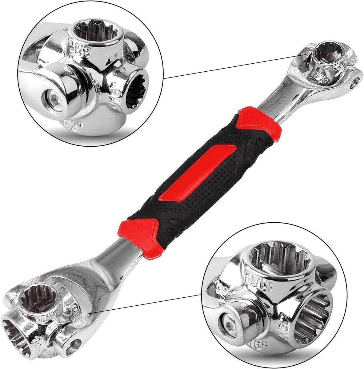 52-in-1 Socket Wrench - Adjustable Wrench - Universal Stainless Steel Wrench - Multifunctional Wrench - With 360 Degree Rotating Head - Suitable for Home, Bicycle and Car Repairs - Image 3