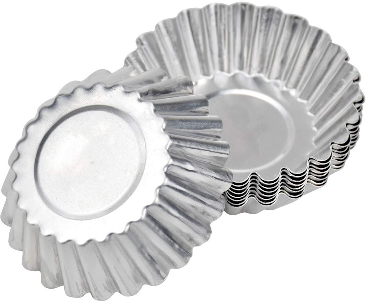 30-Piece Egg Pie Molds - Steel Baking Molds - Muffin Molds - Cupcake Molds - Pudding Molds - Desserts - Ice Cream - Non-Stick and Reusable - Silver - Image 2