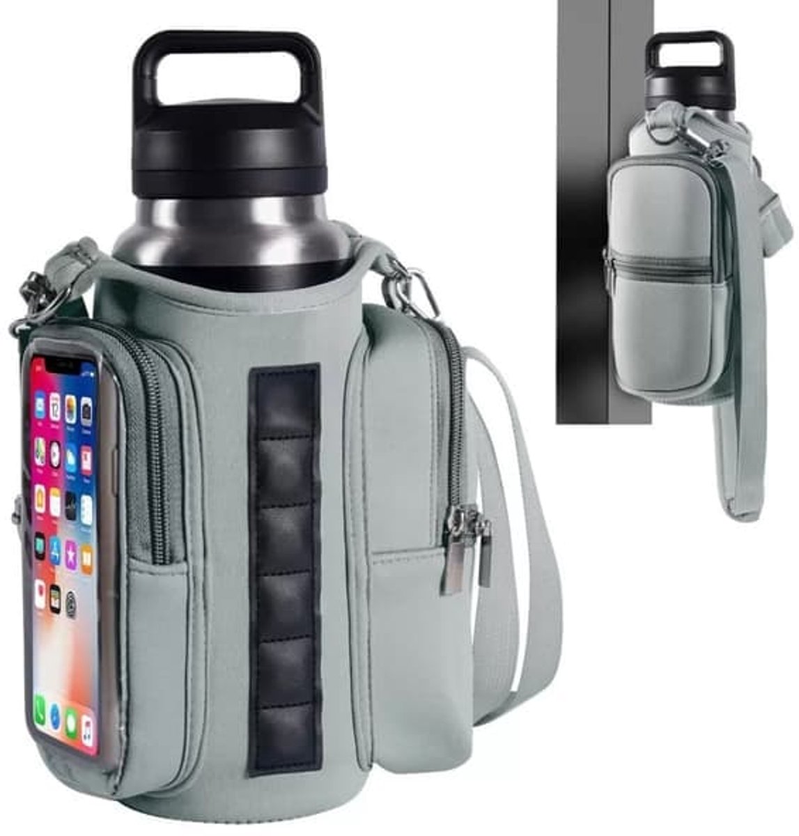 Magnetic Sports Bag with Adjustable Shoulder Strap - Includes Water Bottle Holder and Pocket - for Sports, Workouts, Travel & Work（Gray） - Image 1
