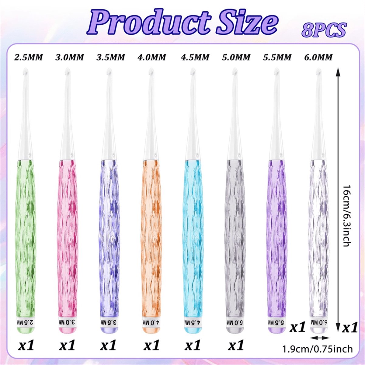8-piece crochet hook set - crochet hook set with straight shaft - non-slip crochet hook grip - ergonomic knitting needles - Image 6