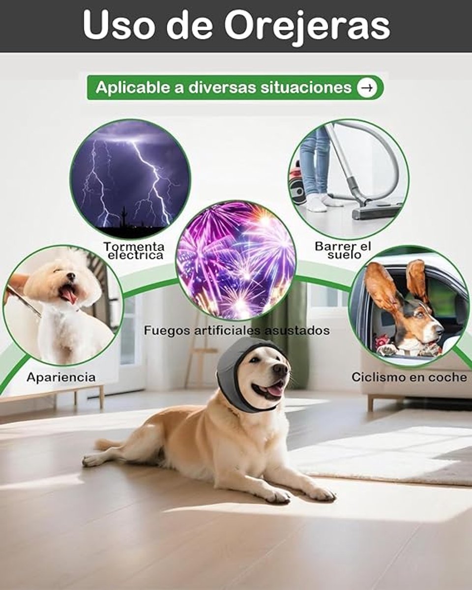 Dog Earmuffs - Dog Earmuffs - Noise-dampening Earmuffs - Comfortable Headband - Shockproof - Lightning Protection - Waterproof - L - Image 3
