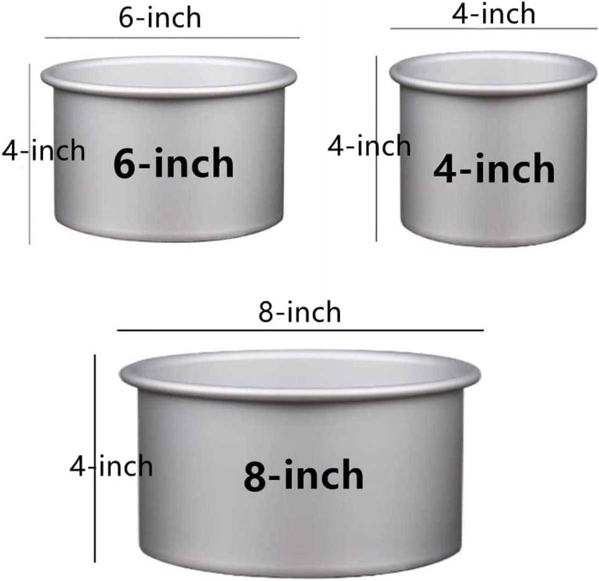 Set of 3 round cake tins, 10 cm deep - Includes cake tins with a diameter of 10 cm, 15 cm and 20 cm - Removable base - Suitable for baking - Healthy, sustainable and easy to clean - Image 4
