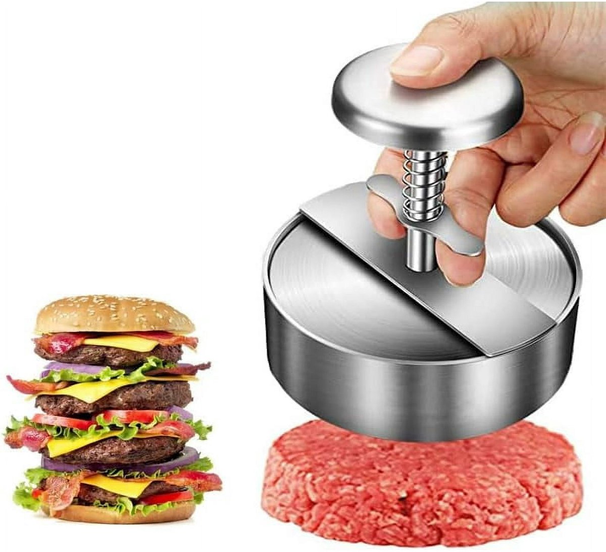 Hamburger Press - Round Stainless Steel Non-Stick Hamburger Press - Patty Mold - Grilling Tool - Patty Mold - Image 1