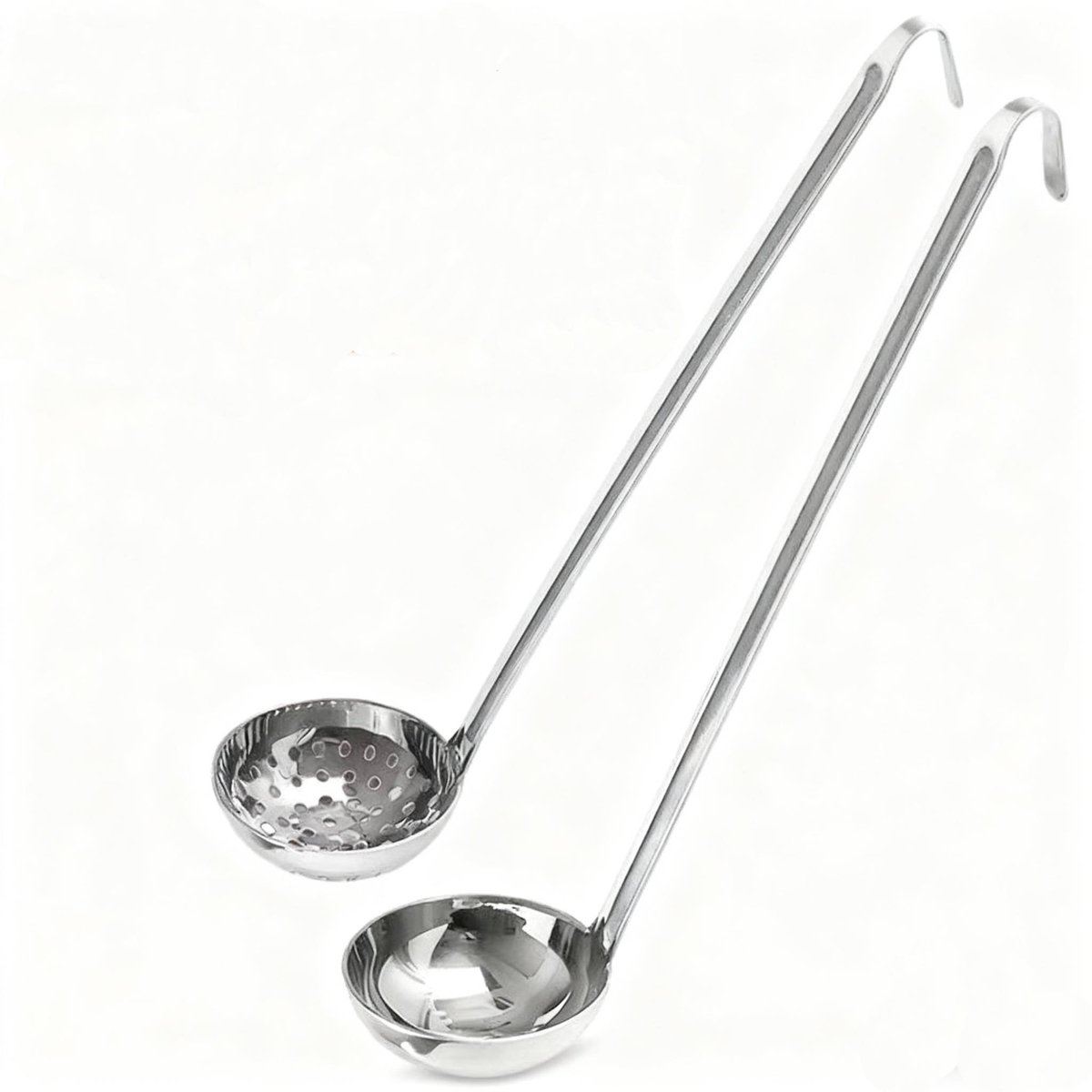 Two-piece set - Stainless steel soup ladle and sieve with hook - can be hung on the side of a pan - Soup ladle - Porridge spoon - Thickened household spoon - 25 cm - Image 1
