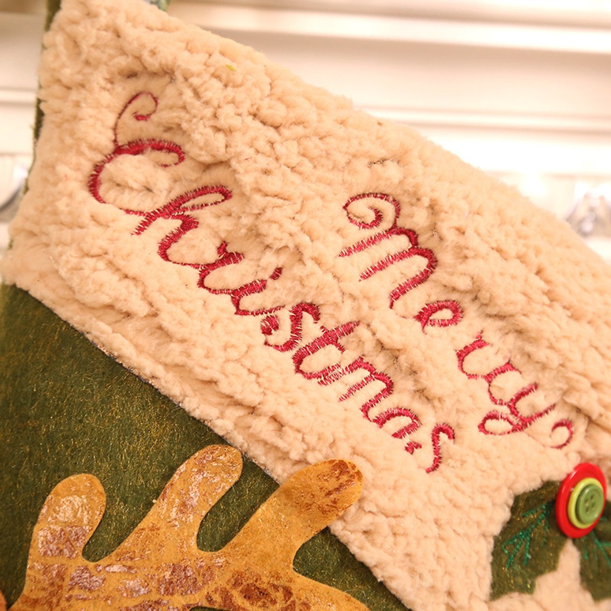 Gift Bags - 23 Inch Christmas Stockings - Santa and Reindeer Pattern - Extra Soft Plush Cuff - Classic Christmas Stocking Decoration - Perfect for Family Holiday Decor（A） - Image 2