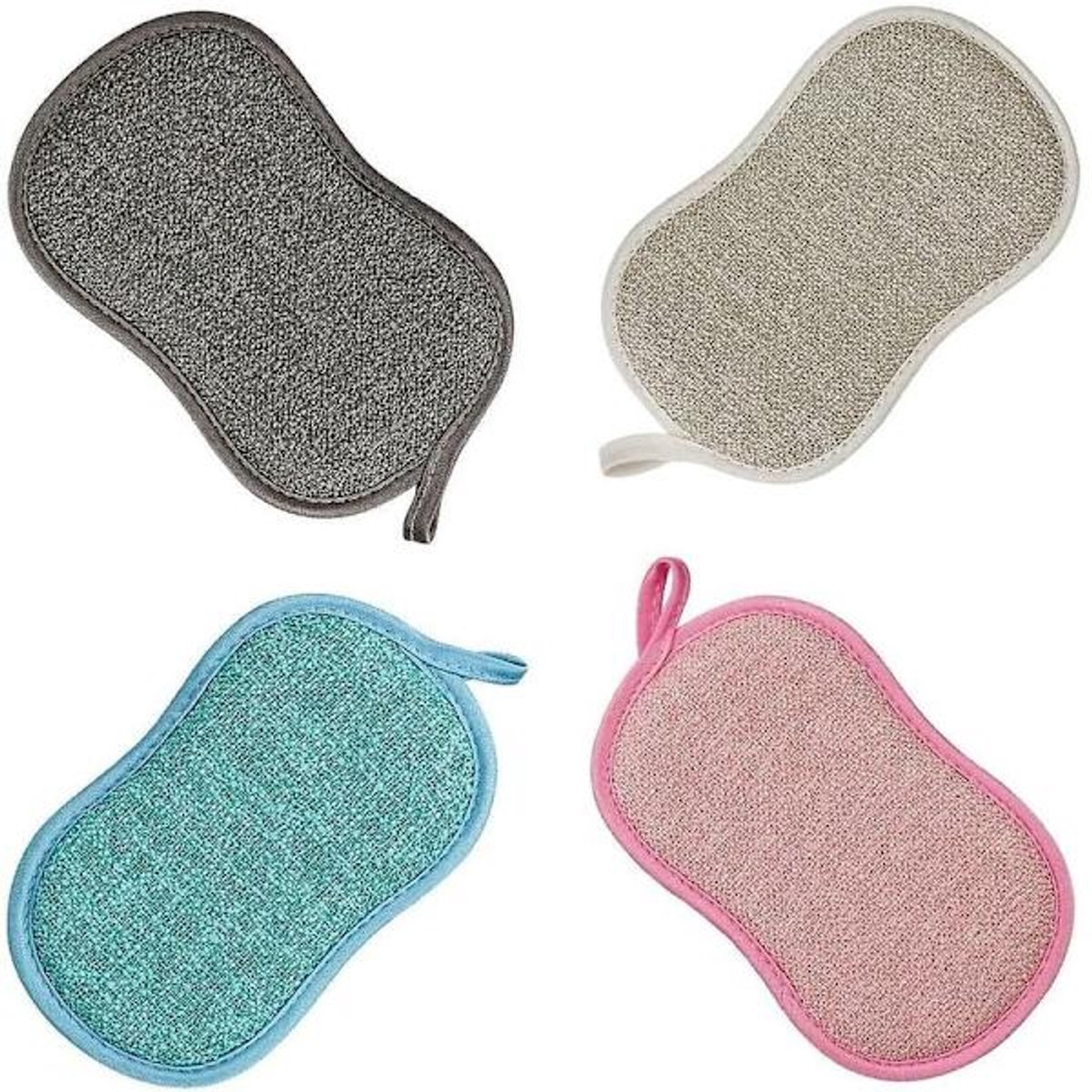 4-pack - Reusable - Microfiber - Antibacterial - Dishwashing sponge - Scouring pad - Non-stick coating for pots and pans with double layer - Image 1
