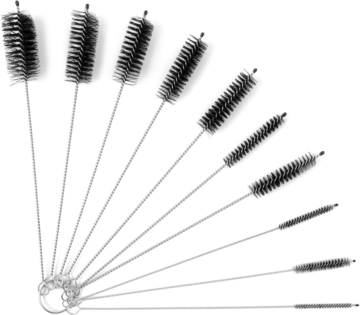 10-Piece Bottle Brush - Cleaning Brush Set - for pipes, keyboards, test tubes, kettle spouts, sinks, bottles and coffee makers - Image 1