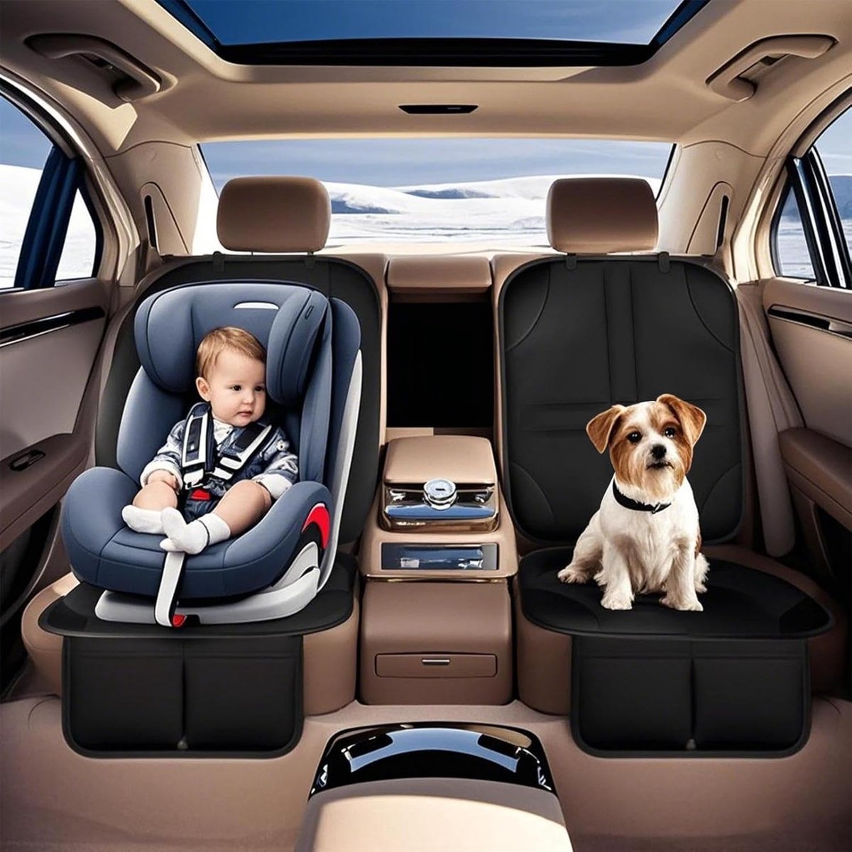 1 Car Seat Protector - Child Car Seat Cover - Car Interior Mat - Non-Slip Mat - Waterproof and Scratch-Resistant - Black - Image 7