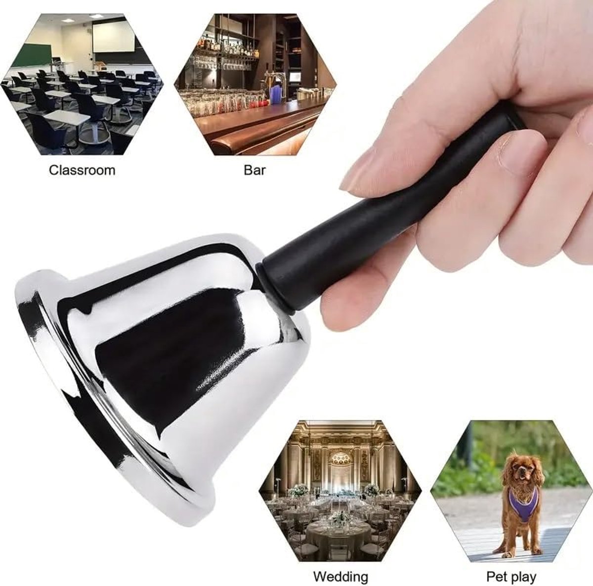 Handbell - Reception Phone - Stainless Steel - Fixed Desk - Service - Santa Claus Bell - Hotel Butler Desk Handle - Living Room - Home - Decoration - School Hospital - Bar - Image 5