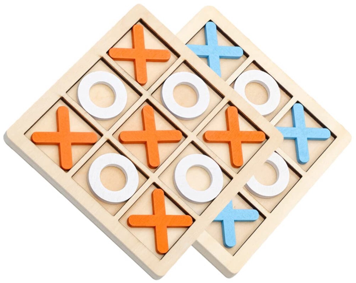 2 Sets Mini XO Chess Board Game Family Kids Puzzle Game Educational Toys - Wooden Board Game Table Toys - for Children Kids Day Birthday Party - Image 2