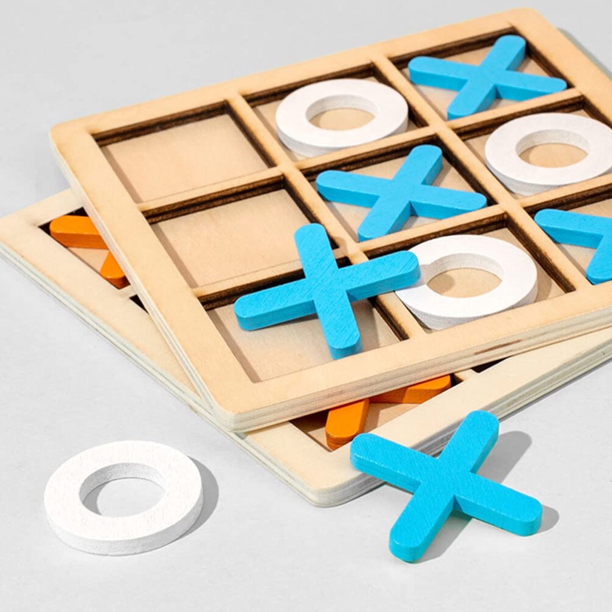 2 Sets Mini XO Chess Board Game Family Kids Puzzle Game Educational Toys - Wooden Board Game Table Toys - for Children Kids Day Birthday Party - Image 4
