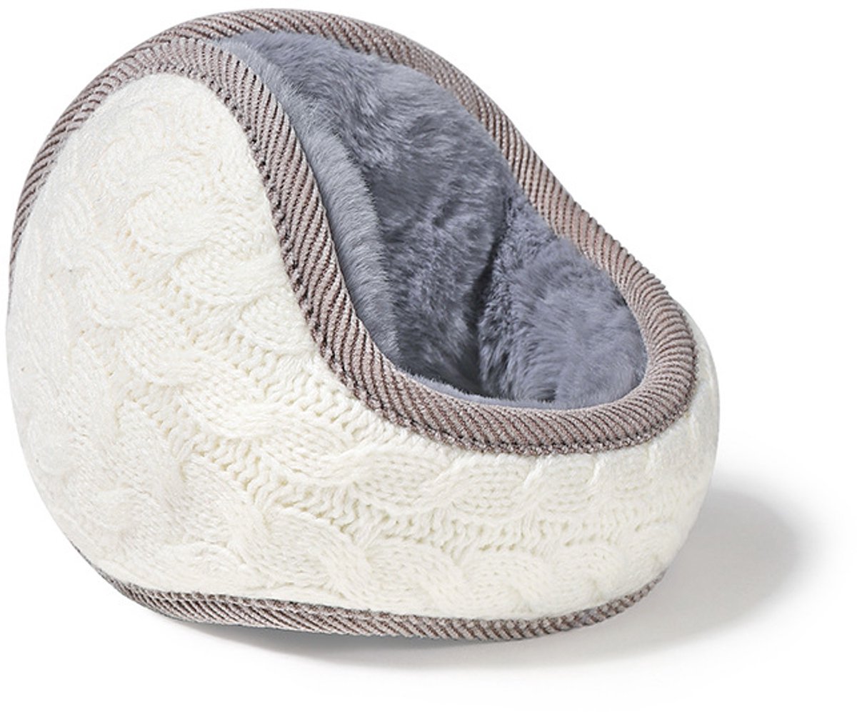 Earmuffs - Knitted Earmuffs - Earmuffs for Adults - Warm Earmuffs - Warm Winter Earmuffs - Foldable - Suitable for Outdoor Activities for Men and Women (White) - Image 1