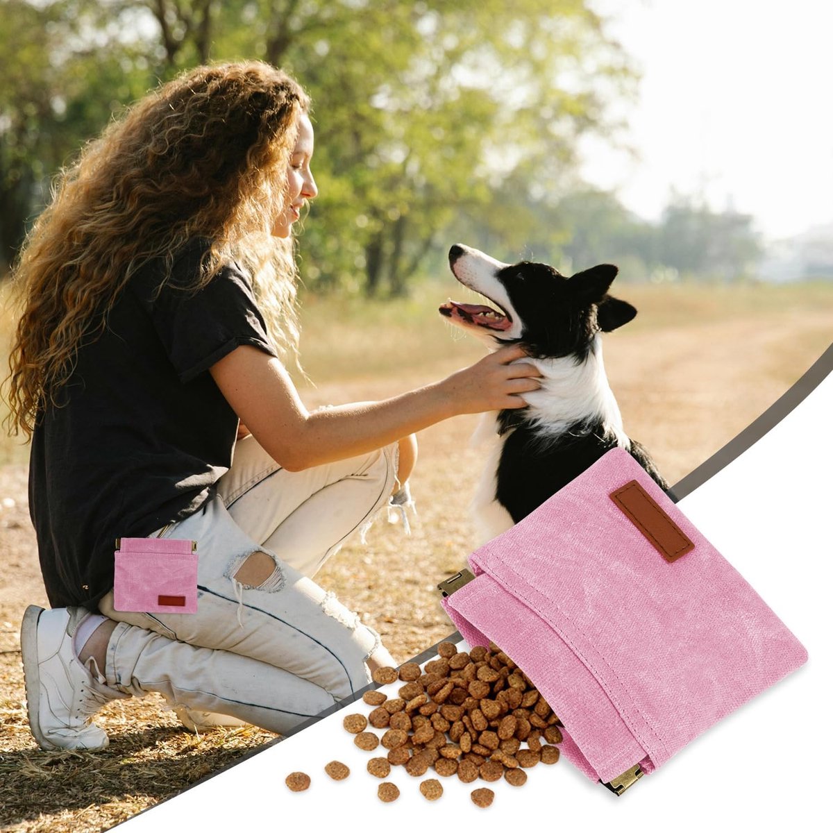 Pet Training Pouch - Dog Treat Pouch - Portable Pet Walking Bag - Suitable for Travel or Outdoor Activities (Pink) - Image 4