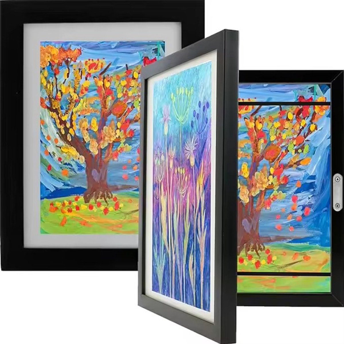 Interchangeable frame - children's drawing - Interchangeable frame A4 - Children's artwork - children's drawings interchangeable frame - Photo frame Poster frame Wall frame - Gift - Black - Image 1