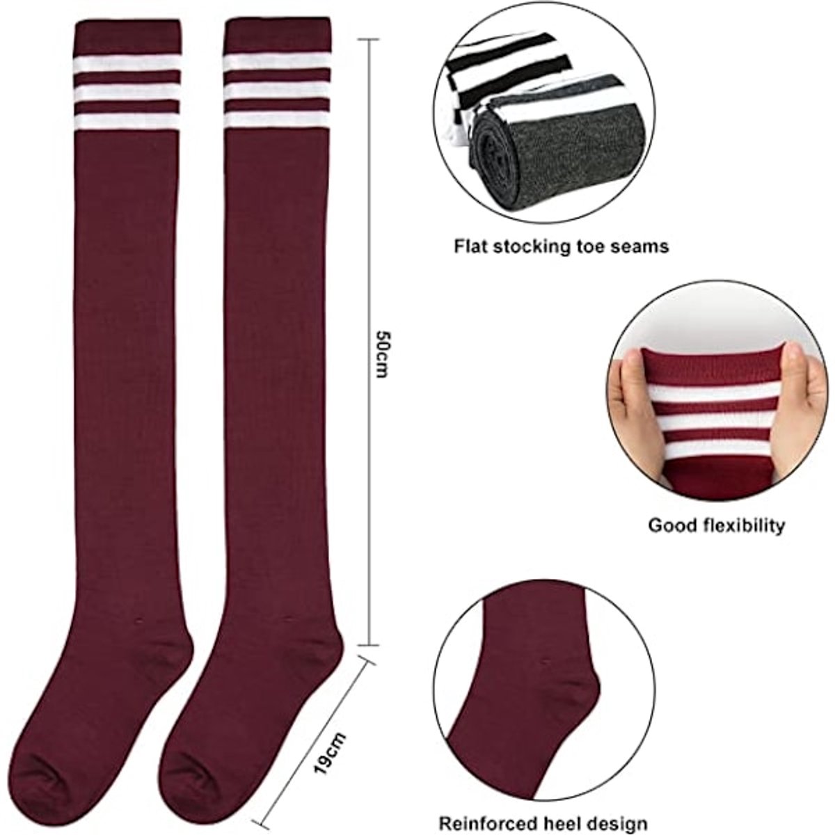 Knee Socks - 6-pack - Overknee Socks - Socks - Women's Overknee Socks - Girls' Boot Socks - Knee Socks - Casual Clothing - Cosplay - Christmas Gift - Birthday Gift - Image 3