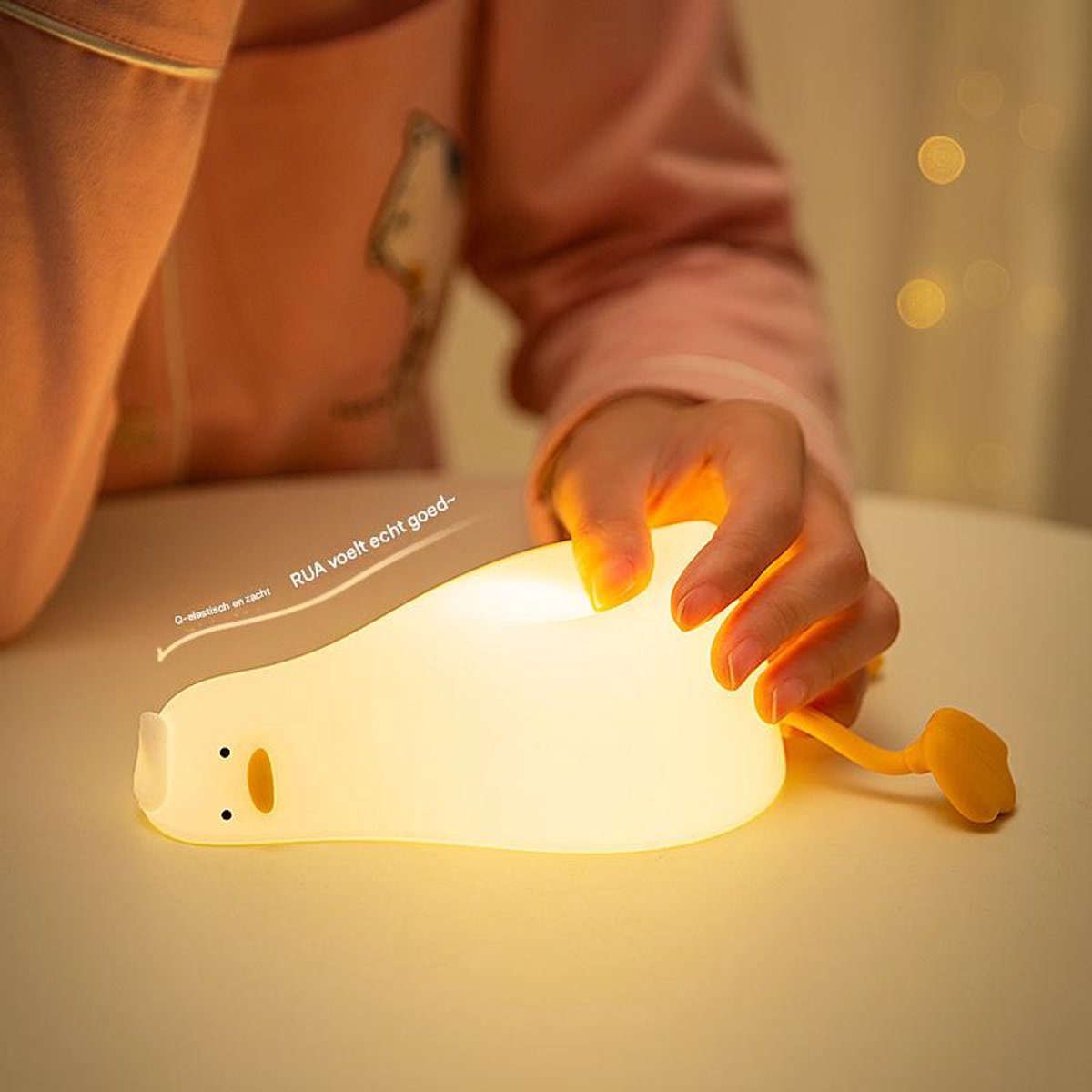 Night Light - Lying Duck Night Light - Pat Light - LED Rotating Duck - Rechargeable Sleeping Companion - Phone Holder - Night Light - Creative - Image 5