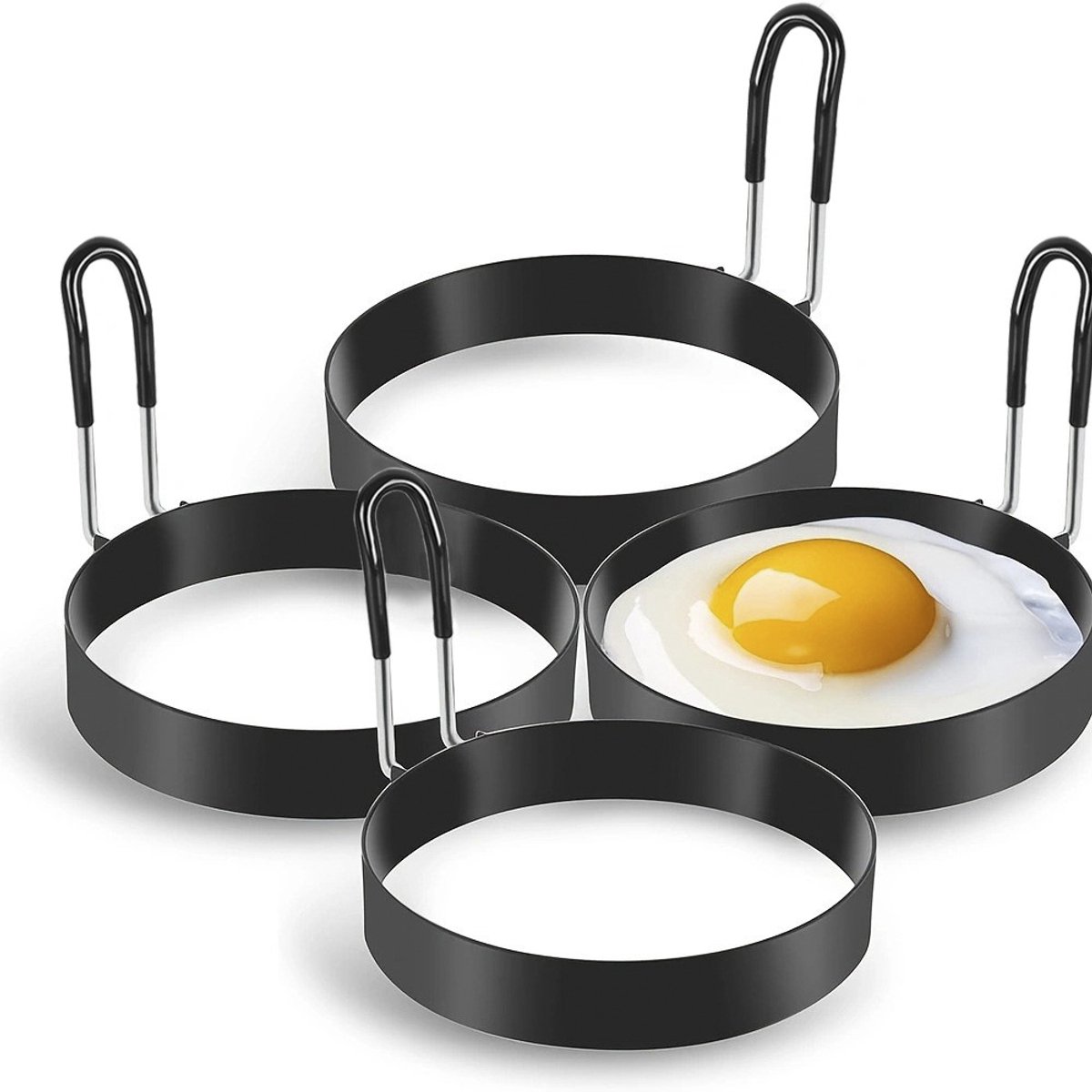 Four-Piece Round Egg Frying Set - Non-Stick Egg Rings - Egg Molds - Spring Roll Molds - Non-Stick Egg Rings - Leak-Proof Egg Molds - Image 1