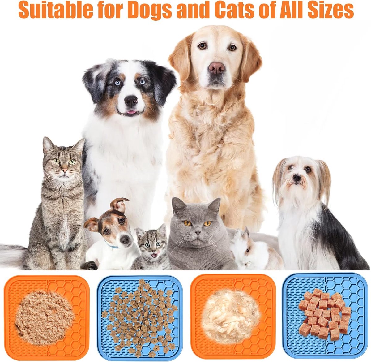 2-Pack Dog Lick Mats with Suction Cups - BPA-Free Slow Feeder Dog Lick Mats - Comes with 1 silicone scraper - Extra strong suction cups - Suitable for bathing, grooming, training and combing - Image 5