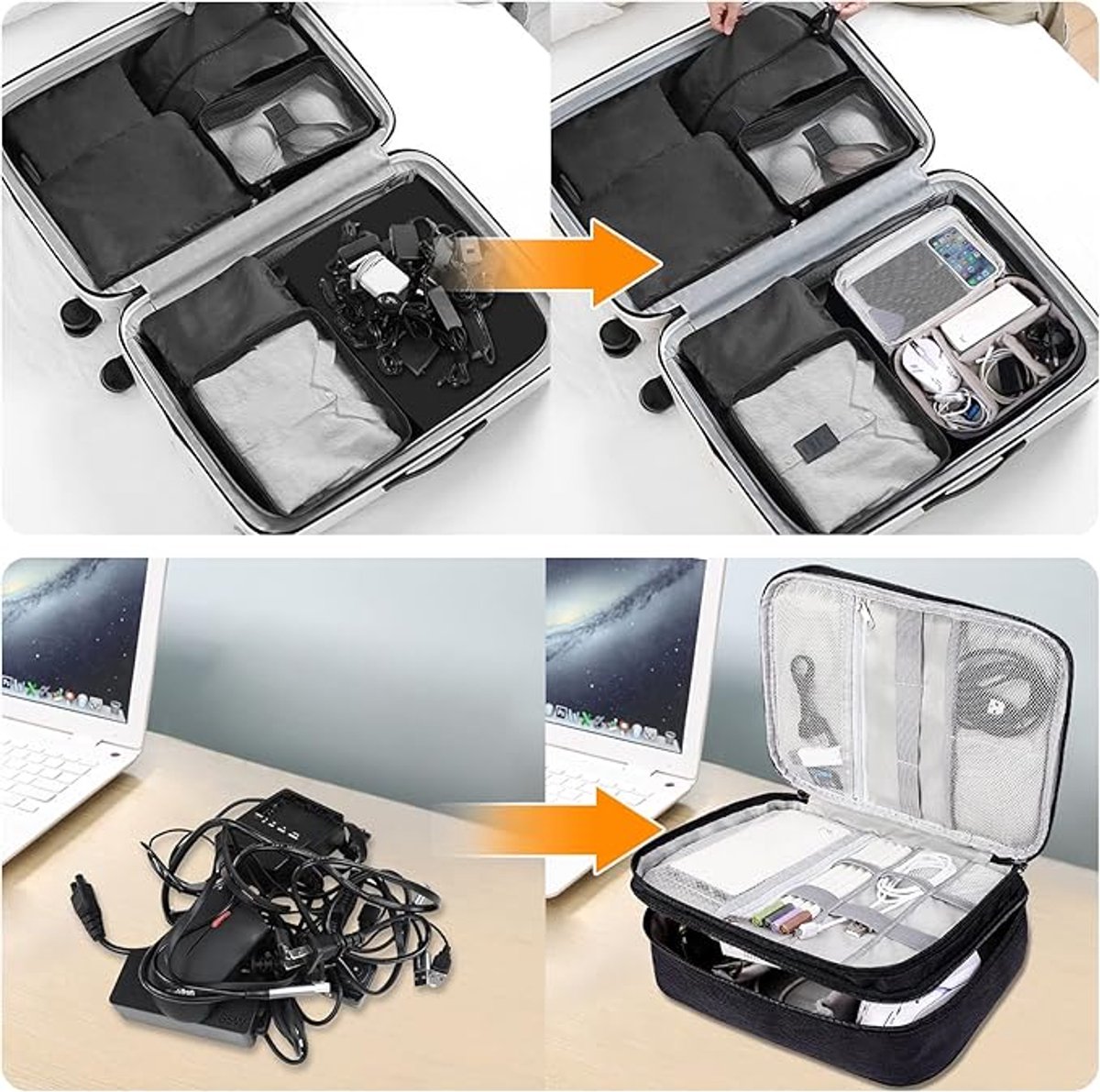 Cable Organizer Travel Bag - Waterproof Portable Cable Organizer - For Chargers, USB Sticks, Headphones, Power Banks, Hard Drives, and SD Cards - Image 4