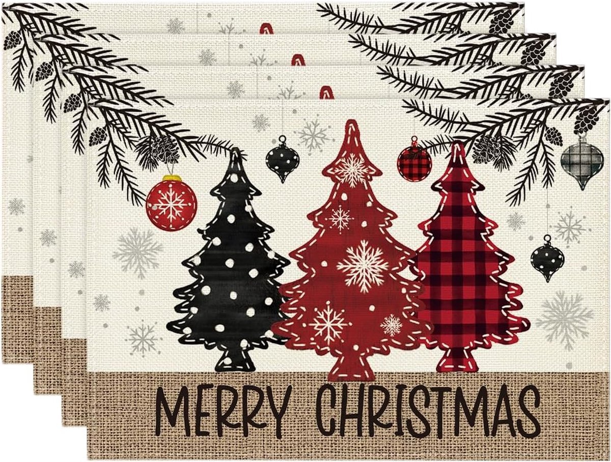 Placemats - Set of 4 - Christmas placemats - Table mats - Coasters - Christmas decorative placemats - 46x31cm - Suitable for party decorations, kitchens and dining rooms - Image 1