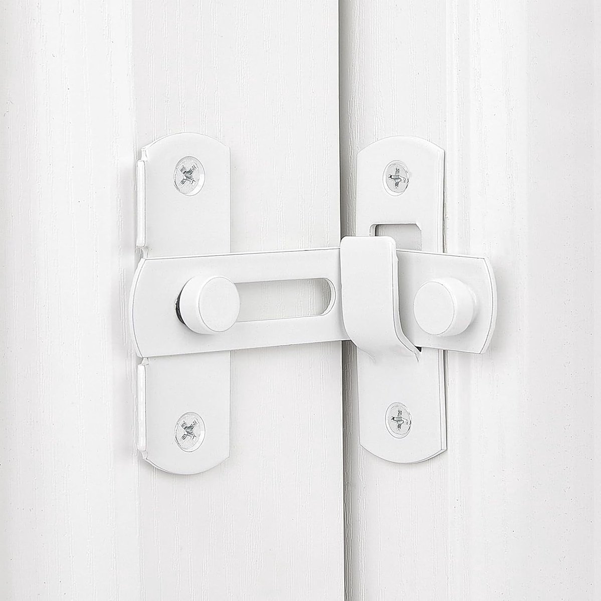 4-piece package - Sliding bolt - Stainless steel bolt - Safety lock (white) - Image 1