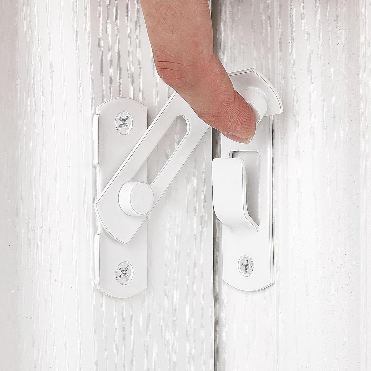 4-piece package - Sliding bolt - Stainless steel bolt - Safety lock (white) - Image 5