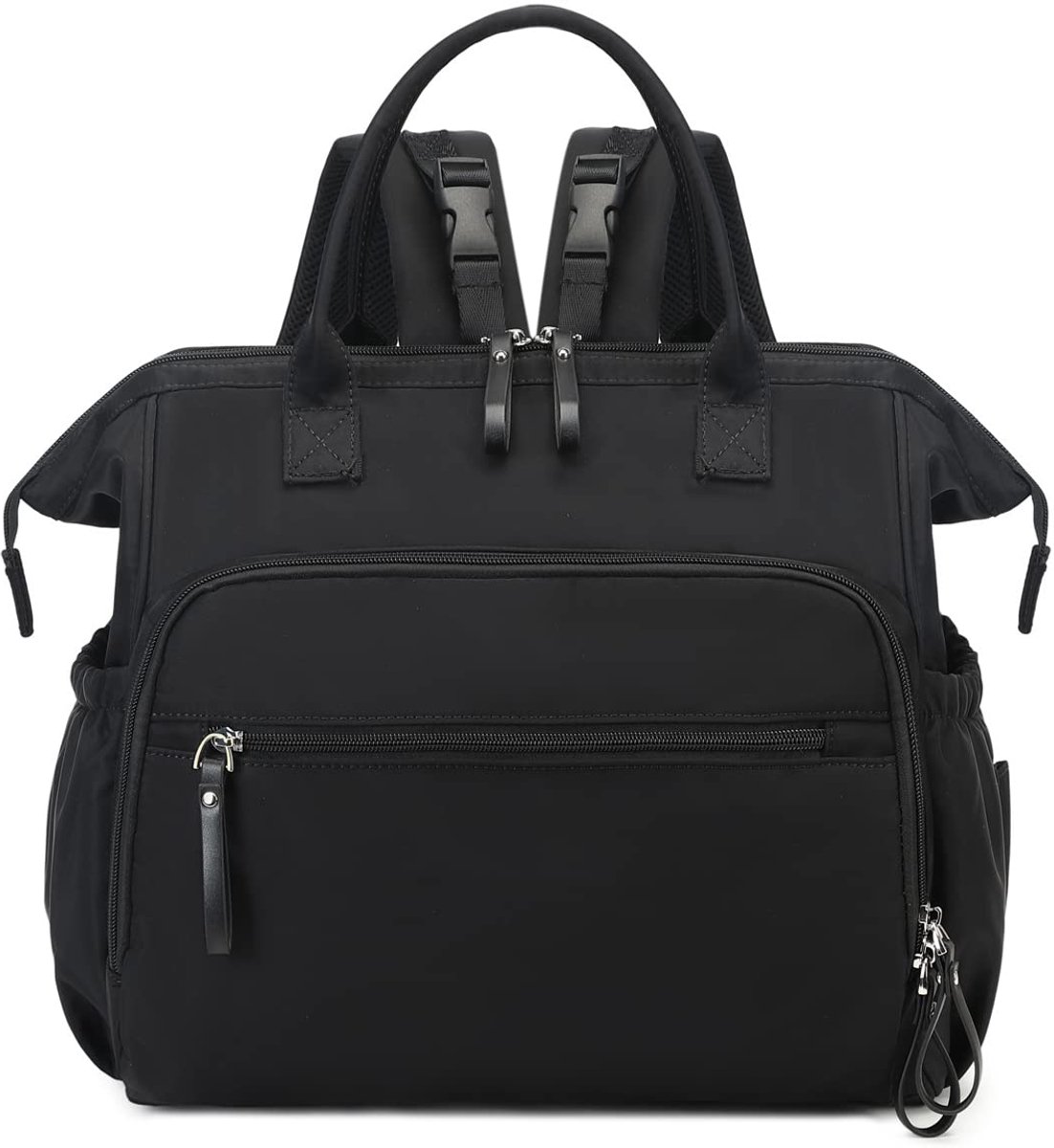 Convertible Diaper Bag - Wide Opening - 14 Pockets - Stylish - Baby Changing Bag - with Stroller Buckle - Diaper Bag - Waterproof (Black) - Image 1