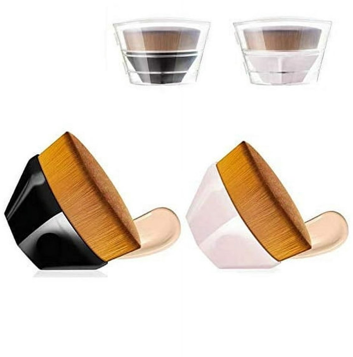 Foundation Brush - 2-Pack Multifunctional Face Brushes - Perfect for blending liquid cream or flawless foundation (black/pink) - Image 1