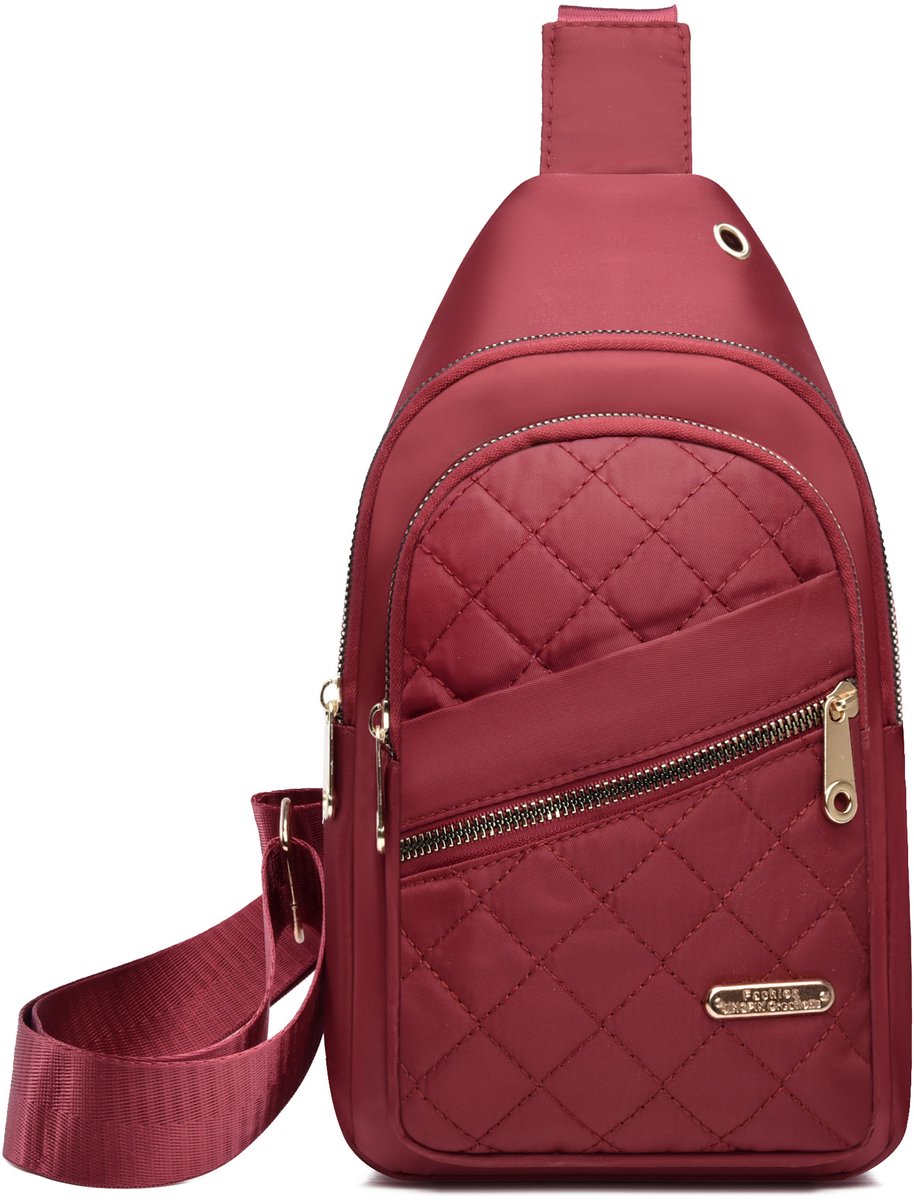 Unisex Shoulder Bag - 5 Storage Pockets & Cable Grommet - Women's Crossbody Bag - Men's Crossbody Bag - Crossbody Bags - Sling Bag - Adjustable Carrying Style (Cross/Shoulder/Chest) - Red - Image 1