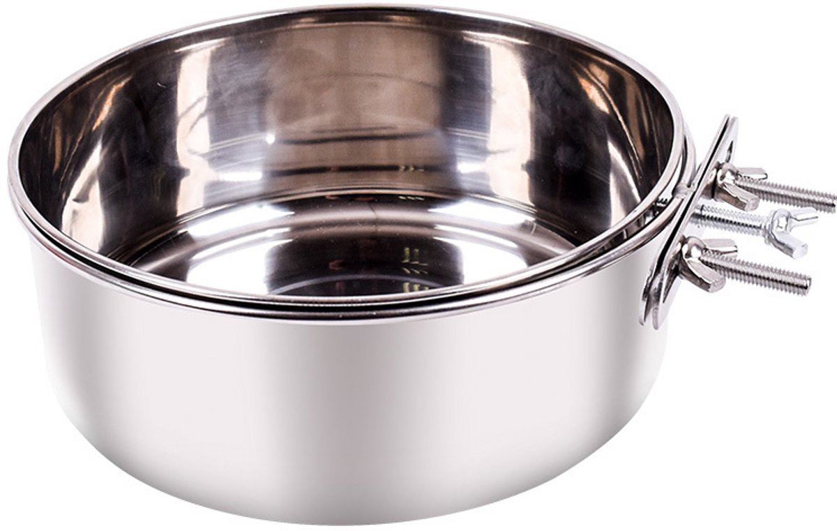 Pet Food Bowl - Stainless Steel Food Bowl - Hanging Food Bowl - with Clip Holder - Suitable for dogs, birds, parrots, cats and rabbits. - Image 1