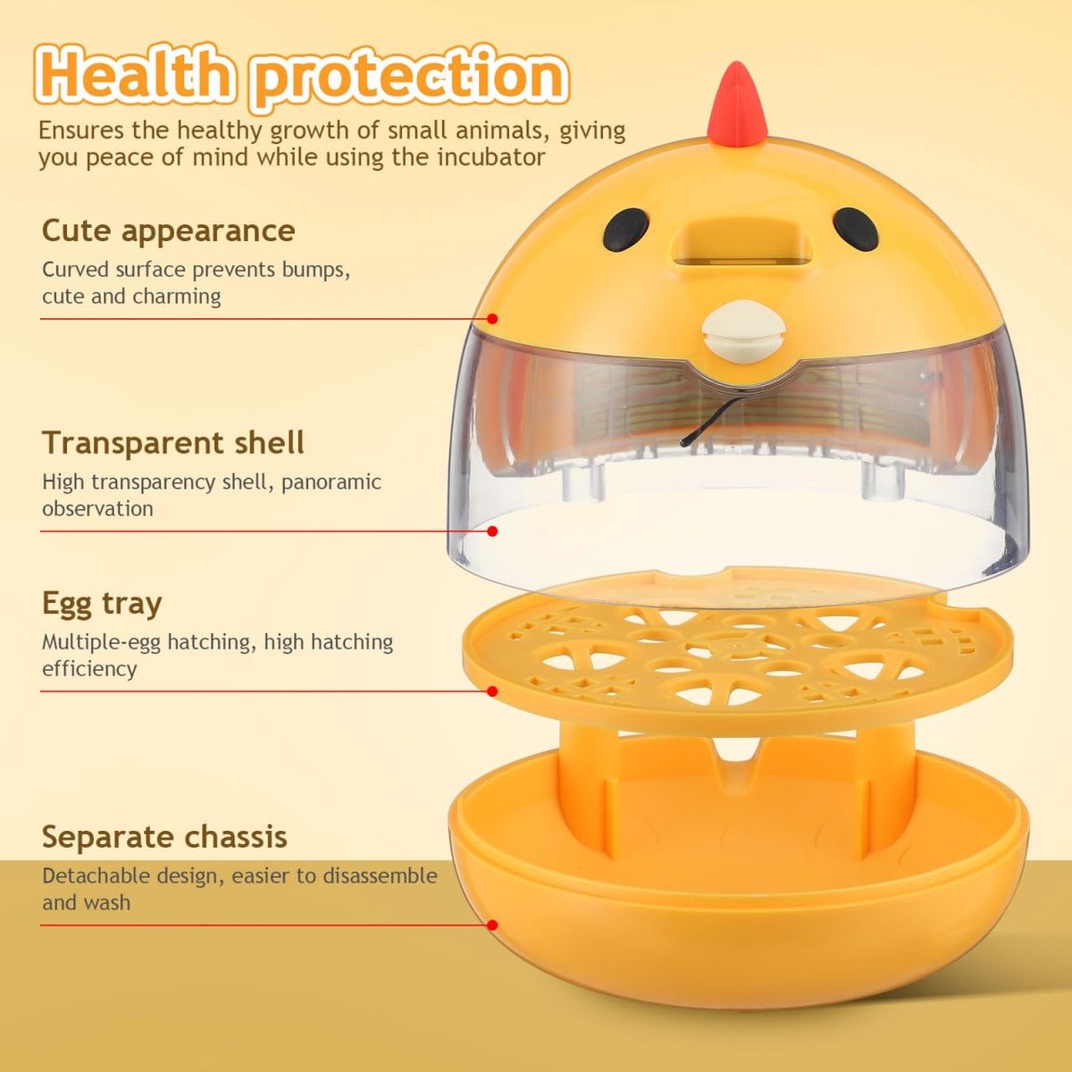 Incubator - Egg incubator | Incubator with a capacity of 4 eggs - with automatic temperature and humidity control - suitable for hatching eggs of chickens, ducks, geese, quails, parrots and other poultry - Image 5